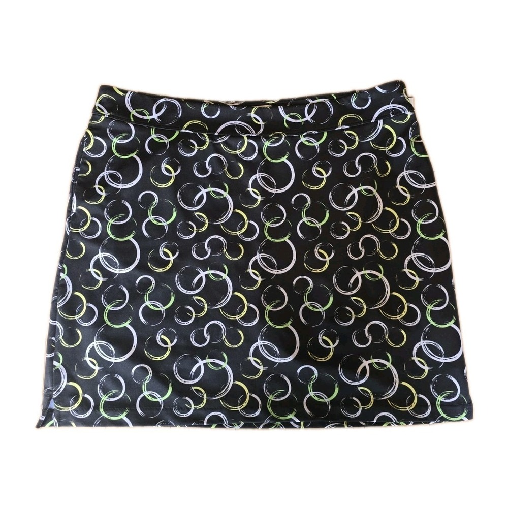 Greg Norman Play Women Tennis Pull On Skort Black Abstract Stretch Pockets  XL